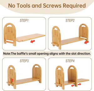 Estantería de Escritorio Expandible de Bambú, Librería y Organizador de Mesa de Fácil Montaje sin Herramientas, Estante Resistente para Escritorio de Oficina - Product Image 4