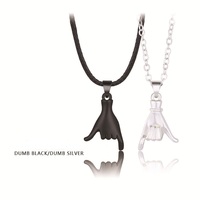 Kalung pasangan liontin jari kreatif, 2 buah/set, perhiasan kekasih Hand on Hand Choker untuk wanita pria BFF kalung pasangan