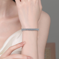 Pulsera de tenis de plata de ley 925 con moissanita, corte brillante, cadena de eslabones con pavé completo, lujo, estilo hip hop, chapado en rodio, GRA