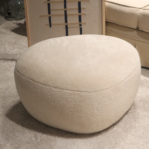 Vente en gros en usine tabouret de maquillage beige <span class=keywords><strong>moelleux</strong></span> en forme de galet <span class=keywords><strong>pouf</strong></span> confortable pour chambre à coucher et maison - Product Image 2
