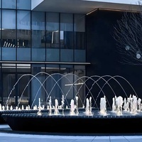 Fuentes de Agua Laminar de Acero Inoxidable para Exteriores con Diseño Personalizado, Música, Luces LED de Colores, Decoración de Jardín