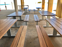 Table de pique-nique en bois, café, restauration rapide, boutique, restaurant extérieur, table d'extérieur avec 2 bancs public commercial