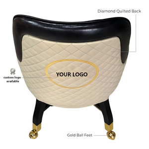 Silla de Póker Profesional de Lujo en Dos Tonos Blancos, Respaldo Alto Ergonómico, Asiento de Cuero con Diseño de Diamantes, Ruedas con Acabado Dorado - Product Image 2