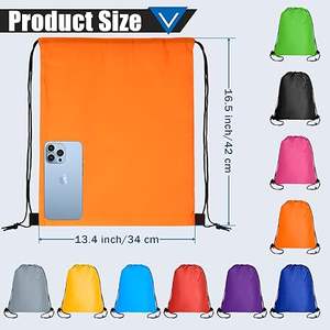 Sac à dos à cordon de serrage en polyester personnalisé par le fabricant, 210D 420D, matériau imperméable pour le sport en plein air, la salle de sport, avec logo de marque imprimé - Product Image 2