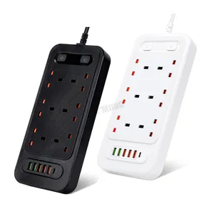 Factory Wholesale Smart Electric Power Strip UK Socket Extension 10A 250V 3000W 2M Wire Multi-Socket Surge Protector Power Strip