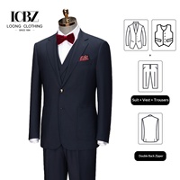 Costume 3 pièces gris en laine australienne sur mesure pour homme, revers cranté, simple boutonnage, style contemporain, pour mariage, vente en gros
