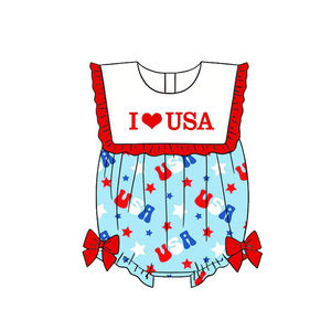 Combinaison bébé fille à manches volantées, imprimé pastèque rayé bleu, vente en gros, modèle SR4153 - Product Image 5