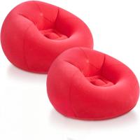 Chaises longues gonflables de haute qualité avec dossier d'accoudoir Valve d'air Portable floqué canapé gonflable canapé pour Camping maison rouge