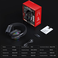 Auriculares Inalámbricos ONIKUMA GT826 Tri-Modo Estéreo 2.4GHz, Auriculares para Juegos RGB, Auriculares Profesionales para Gamers con Diseño Over-Ear 2.4GHz