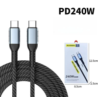 Câble Type-C 240W 5A E-Mark en nylon tressé pour charge rapide PD pour téléphones portables, appareils photo, ordinateurs, écouteurs, montres connectées