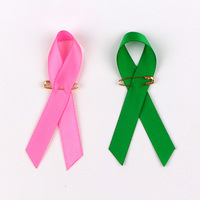 Épingle à étiquette pour ruban de satin commémoratif avec impression de logo personnalisée Épingle de sûreté pour le cancer du sein Épingle à étiquette pour ruban de sensibilisation