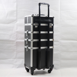 Estuche de maquillaje enrollable 4 en 1, carrito de aluminio Bloqueable, <span class=keywords><strong>Maleta</strong></span> cosmética, ruedas, caja de maquillaje negra <span class=keywords><strong>para</strong></span> tatuador, <span class=keywords><strong>manicurista</strong></span> - Product Image 6