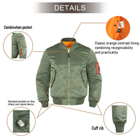 Veste de pilote pour homme KKU-MA1-NL, tendance et très vendue, fermeture éclair, coupe courte et ample, imperméable, écologique, logo personnalisable exclusif