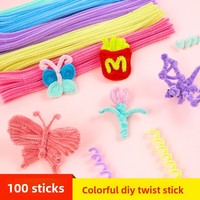 Macaron Kleur Diy Materiaal Kit Groothandel Opvouwbare Faux Pluche Wollen Twist Sticks Ambachtelijke Benodigdheden Voor Boeket Creatie