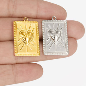 <span class=keywords><strong>Verve</strong></span> moda infantil 304 Acero inoxidable francés amor etiqueta corazón colgante DIY collar accesorios joyería - Product Image 2
