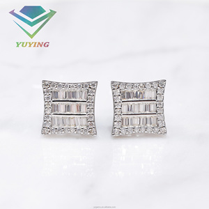 Loose diamond <b>earrings</b> Claw setting <b>earrings</b> VVS moissanite Pass diamond tester Gold plated 925 sterling sliver GRA certificate - Product Image 5