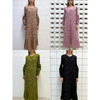 Joydressing 2026 Nouvelle Robe Longue Texturée Marron pour Femme, Manches Lanterne à Volants 3D, Élégante, Modeste et Fluide – Fabricant