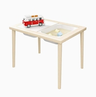 Poubelle de table sensorielle moderne pour enfants Marée Eau sensorielle 2 bacs de rangement Meubles pour enfants Table d'étude en bois pour enfants