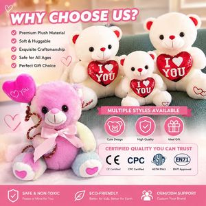 Oursons en peluche duo blanc et rouge, deux façons de dire « je t'aime », animaux en peluche OEM ODM <span class=keywords><strong>pour</strong></span> <span class=keywords><strong>cadeau</strong></span> de la Saint-Valentin, vente en gros directe usine - Product Image 5