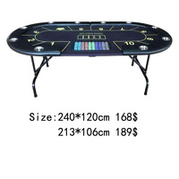 Table de jeu de Poker Texas hol'em pliante avec Rail rembourré 10 joueurs Table de Poker Texas 94x47 pouces