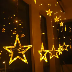 UE UA REINO UNIDO EUA plug atacado 12 estrela de cinco pontas-2.5 metros luzes De Natal interior decoração led string fada luzes para a cortina