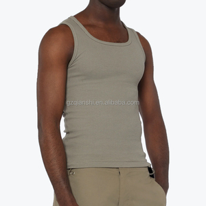 Débardeur de compression côtelé pour homme en coton épais, sans manches, pour la gym, le fitness et la course - Product Image 4
