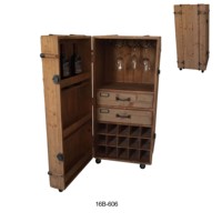 Armoire à vin mobile avec roulettes, chariot de rangement en bois pour bar, salle à manger, restaurant, hôtel (16B-606)