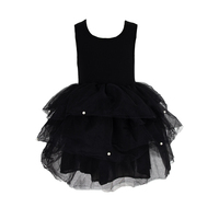Robe de danse de ballet pour filles, jupe tutu en maille noire à volants et perles, débardeur en coton de haute qualité pour l'été, idéale pour les fêtes d'anniversaire, ODM Enfants