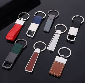Wholesale Pu <b>Leather</b> <b>Keychain</b> Promotion Keyring Plain Metal Ring With Logo - Product Image 1
