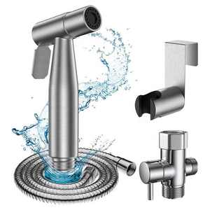 Portable Jet Black Toilet <strong>Bidet</strong> Faucet Shower <strong>Sprayer</strong> Set Toilet Stainless Steel <strong>Bidet</strong> <strong>Handheld</strong> <strong>Sprayer</strong> Set Cleaning Kits - Product Image 1