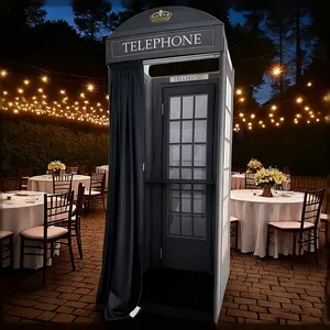 Toile de fond cabine téléphonique rouge pour mariage, livre d'or audio, style britannique, support de fond pour photomaton, cadre <span class=keywords><strong>portable</strong></span> en aluminium - Product Image 6