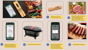 Thermomètre intelligent longue portée, thermomètre numérique sans fil pour viande avec FM200, thermomètre de cuisson intelligent pour viande avec Bluetooth - Product Image 6