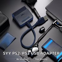 Kabel konverter adaptor USB, kualitas tinggi untuk PS2 ke untuk PS3 USB kabel adaptor ABS pengontrol PC kabel konverter Gamepad