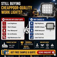 Luz de Trabajo LED Cuadrada L514 L524 L538 IP69 Resistente al Agua, CE ECE R10, 12000LM, 50000H, 6000K