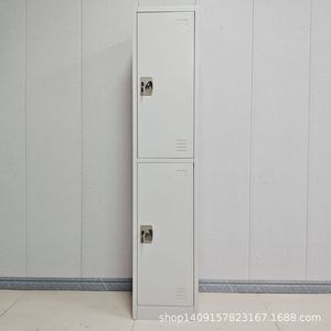 ตู้เก็บของโลหะสองบานพร้อมกุญแจ แบบตั้งพื้น รูปทรงสี่เหลี่ยมผืนผ้า 2 ชั้น สำหรับพนักงาน ใช้ในสำนักงาน - Product Image 1