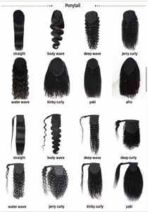 Extensiones de <span class=keywords><strong>Cabello</strong></span> 100% Humano Virgen, Cola de Caballo con Clip, Doble Trama, <span class=keywords><strong>Natural</strong></span>, con Cordón Ajustable - Product Image 6