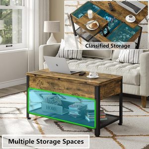 <span class=keywords><strong>Table</strong></span> <span class=keywords><strong>basse</strong></span> multifonctionnelle relevable avec compartiment de rangement dissimulé et <span class=keywords><strong>transformable</strong></span> <span class=keywords><strong>en</strong></span> <span class=keywords><strong>table</strong></span> à manger - Product Image 6