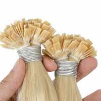 Extensions de cheveux à pointe plate doublement étirées, cheveux humains vierges russes, lisses et soyeux, qualité supérieure, sans couture