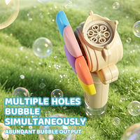 Machine à bulles portable en forme de fleur avec lumières scintillantes, souffleur de bulles rotatif pour les fêtes d'enfants et les jeux en plein air