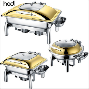 Ensemble buffet d'hôtel <span class=keywords><strong>de</strong></span> haute qualité chauffe-aliments hydraulique <span class=keywords><strong>de</strong></span> 6 litres couvercle en verre acheter en ligne cuisine traiteur plats à réchauffer style lux - Product Image 4