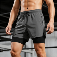 Short de course 2 en 1 pour homme Séchage rapide Respirant Active Training Exercise Jogging Double Layers Compression Cycling Shorts