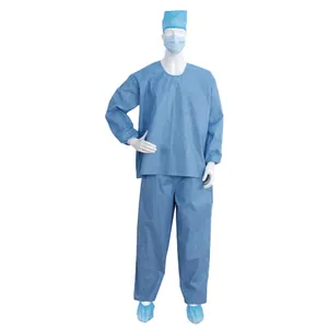 Custom Factory OEM LOGO Custom Material Design maniche lunghe Non tessuto tuta protettiva abbigliamento monouso camice paziente