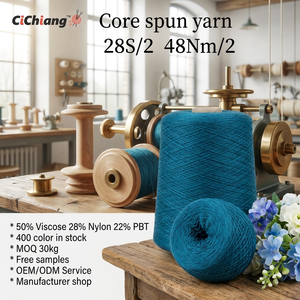 High Elastic Color 28S/2 Core Spun <b>Yarn</b> 50% Viscose 28% Nylon Cashmere 22% PBT Filament Blended Fancy <b>Yarn</b> 28s/2 Textile <b>Yarn</b> - Product Image 1