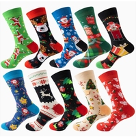 Chaussettes de Noël pour hommes, chaussettes amusantes et joyeuses, chaussettes de vacances folles, chaussettes en jacquard respirantes en coton d'hiver pour Noël