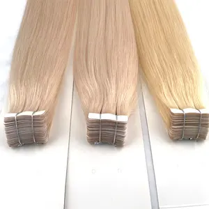 Doppelt gezogenes Band in Haarverlängerungen 100 % menschliches Remy unsichtbares Haarband Verlängerung gerades 4 * 0,8 Cm 12-30 Zoll Band Haar