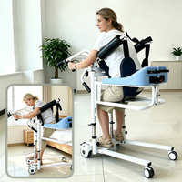 Lève-personne manuel hydraulique bleu clair avec support sous les aisselles, portable, pour le transfert de patients en milieu hospitalier et de maisons de retraite