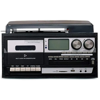 Système audio rétro multi-plateformes avec tourne-disque vinyle, lecteur CD, lecteur cassette, enregistreur USB/SD pour centre musical stéréo domestique