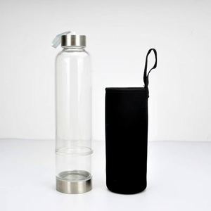 Botella de Agua de Vidrio con Diseño Personalizado, Tapa de Bambú y Piedras Preciosas, Artículos Únicos para Beber con Cristal en el Interior - Product Image 3