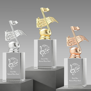 Giấy Ghi Chú Âm Nhạc Kim Loại Nhà Sản Xuất Quý Phái Đế Pha Lê Khắc Logo Cá Nhân Cúp Nhạc Đồ Thủ Công - Product Image 4