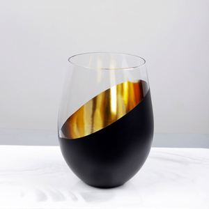 Copas de Vino sin Tallo de 550 ml, Diseño Inclinado Moderno en Negro Mate y Dorado, con Acabado Electrochapado - Product Image 3